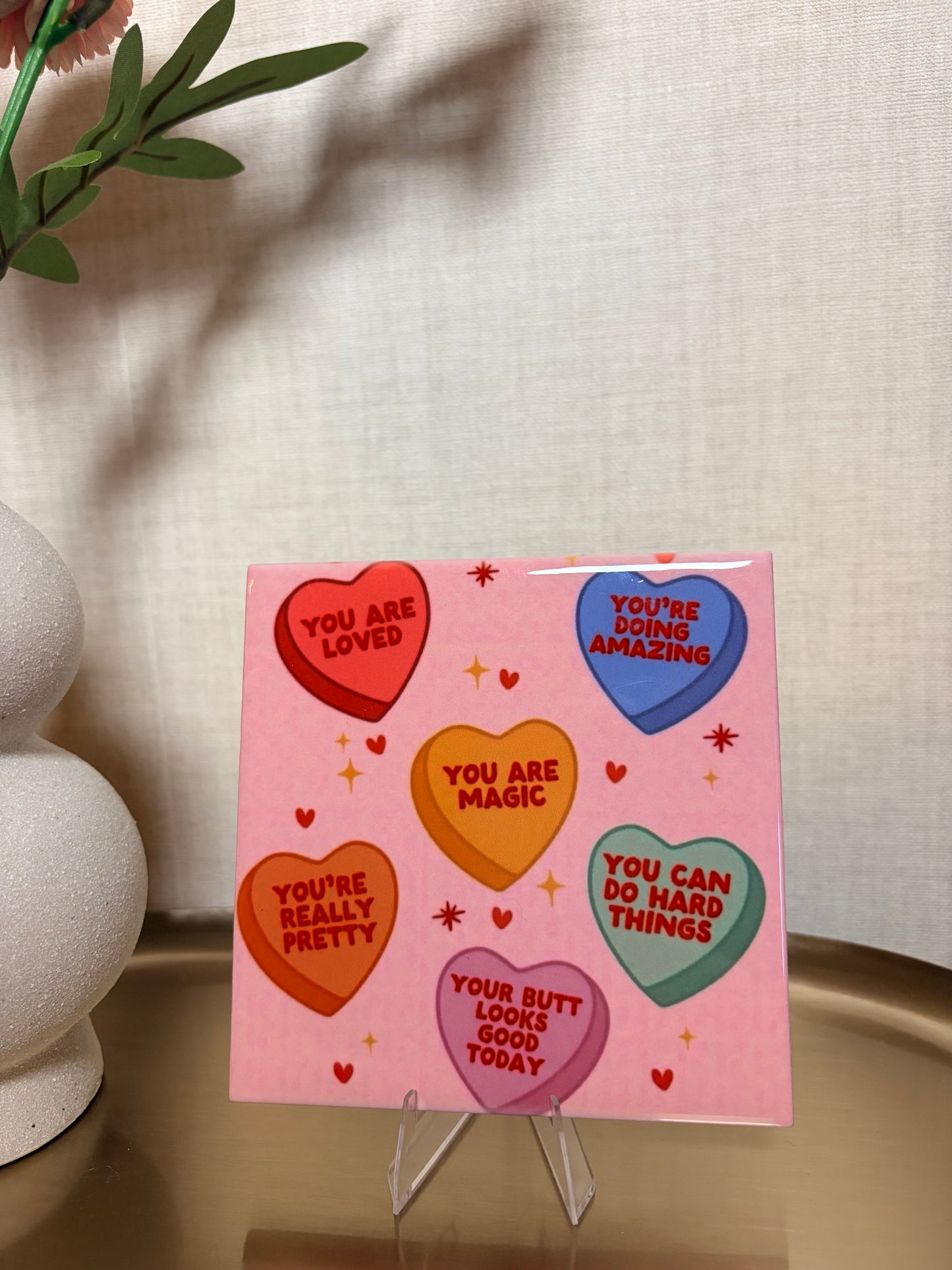 Tegeltje 'candy hearts'