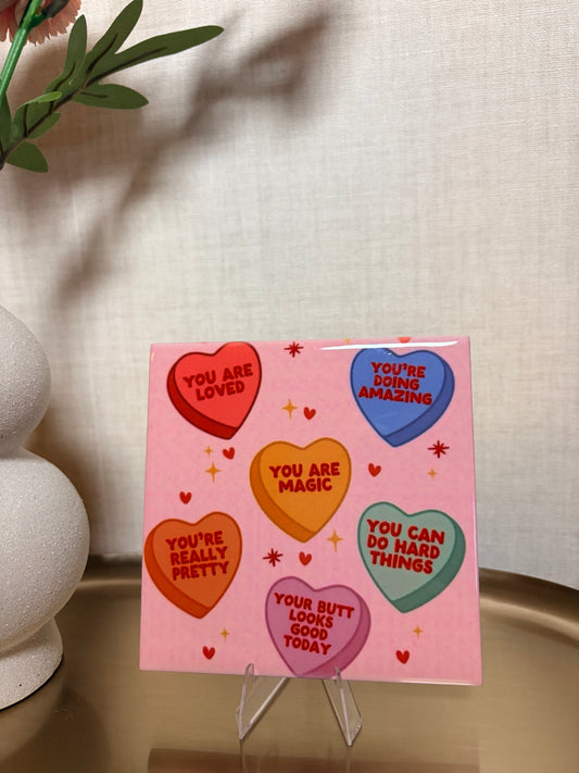 Tegeltje 'candy hearts'