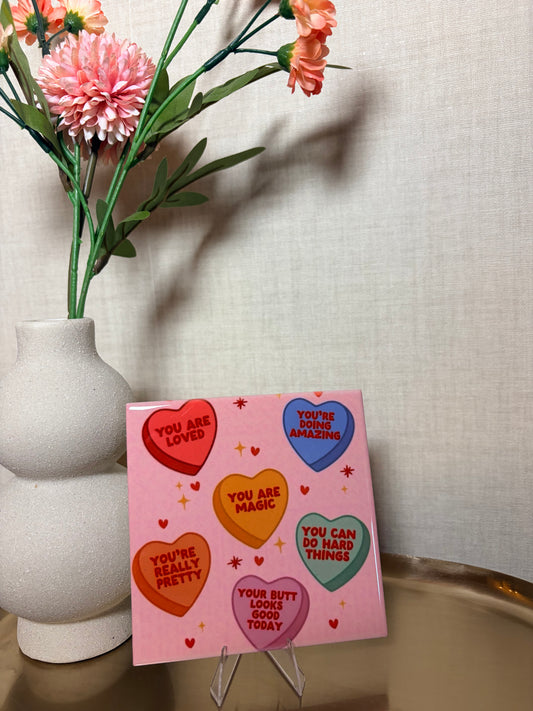 Tegeltje 'candy hearts'