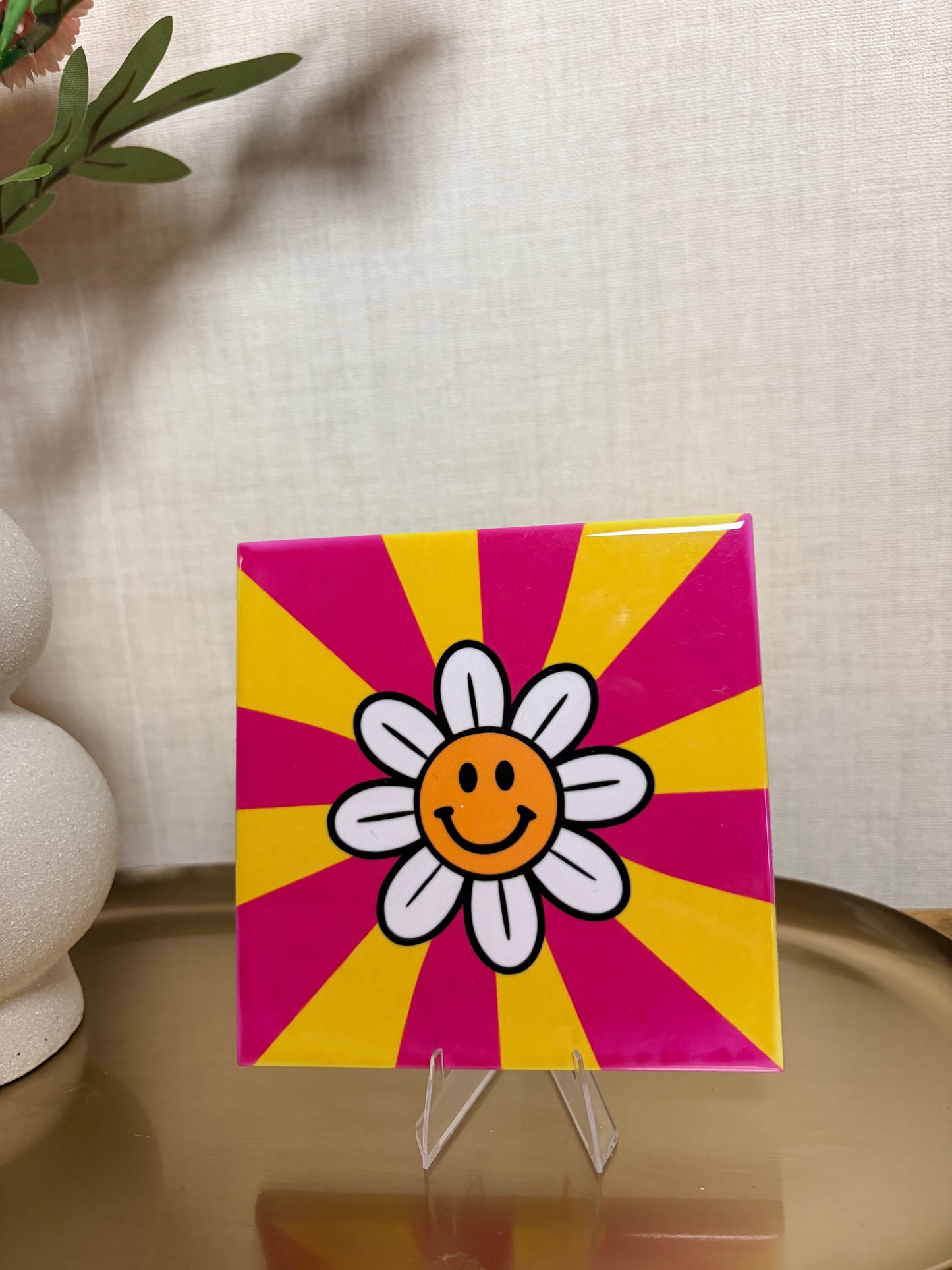 Tegeltje “retro flower''