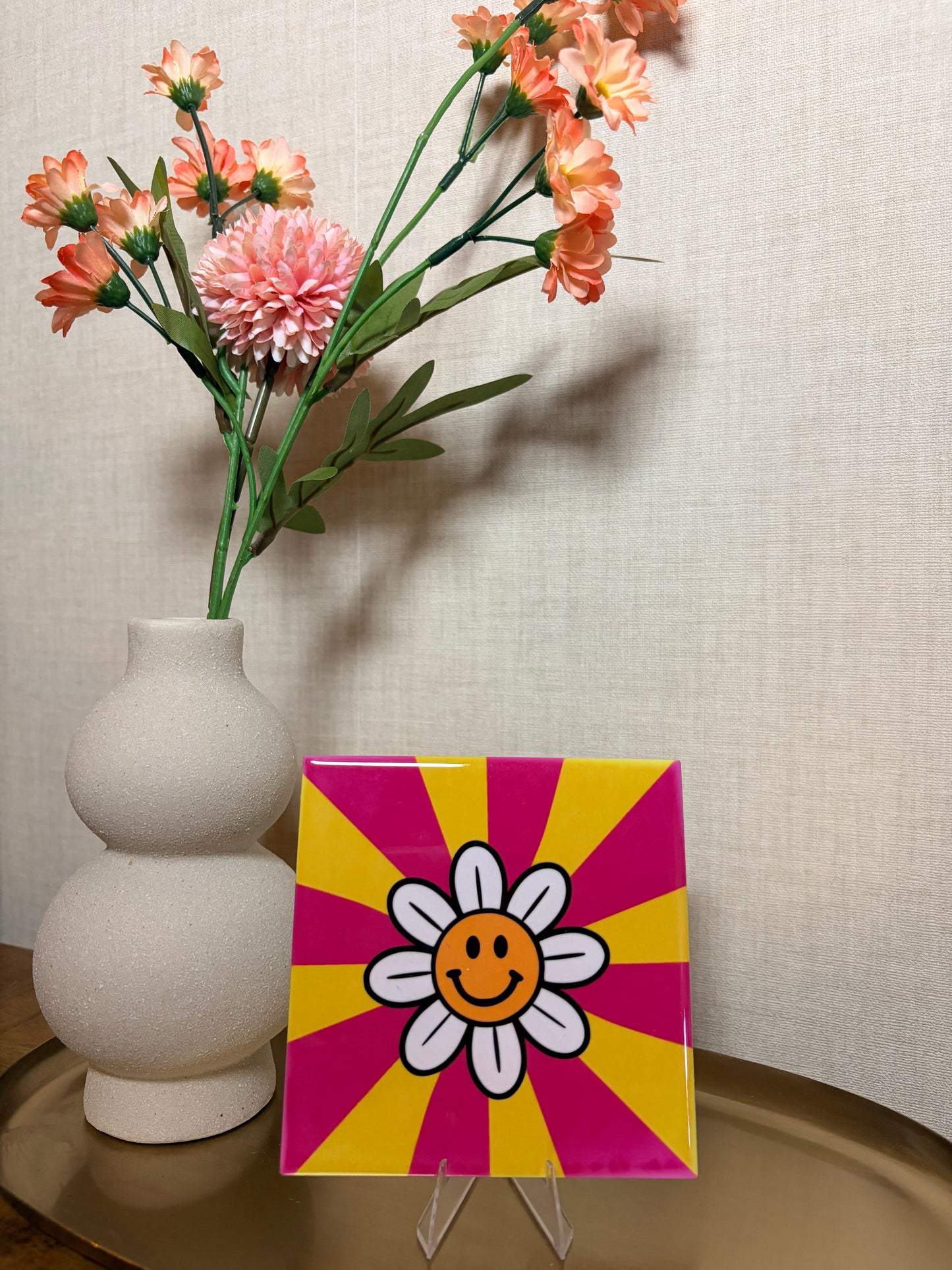 Tegeltje “retro flower''